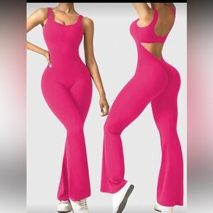 Women's Pink Flared Jumpsuit
